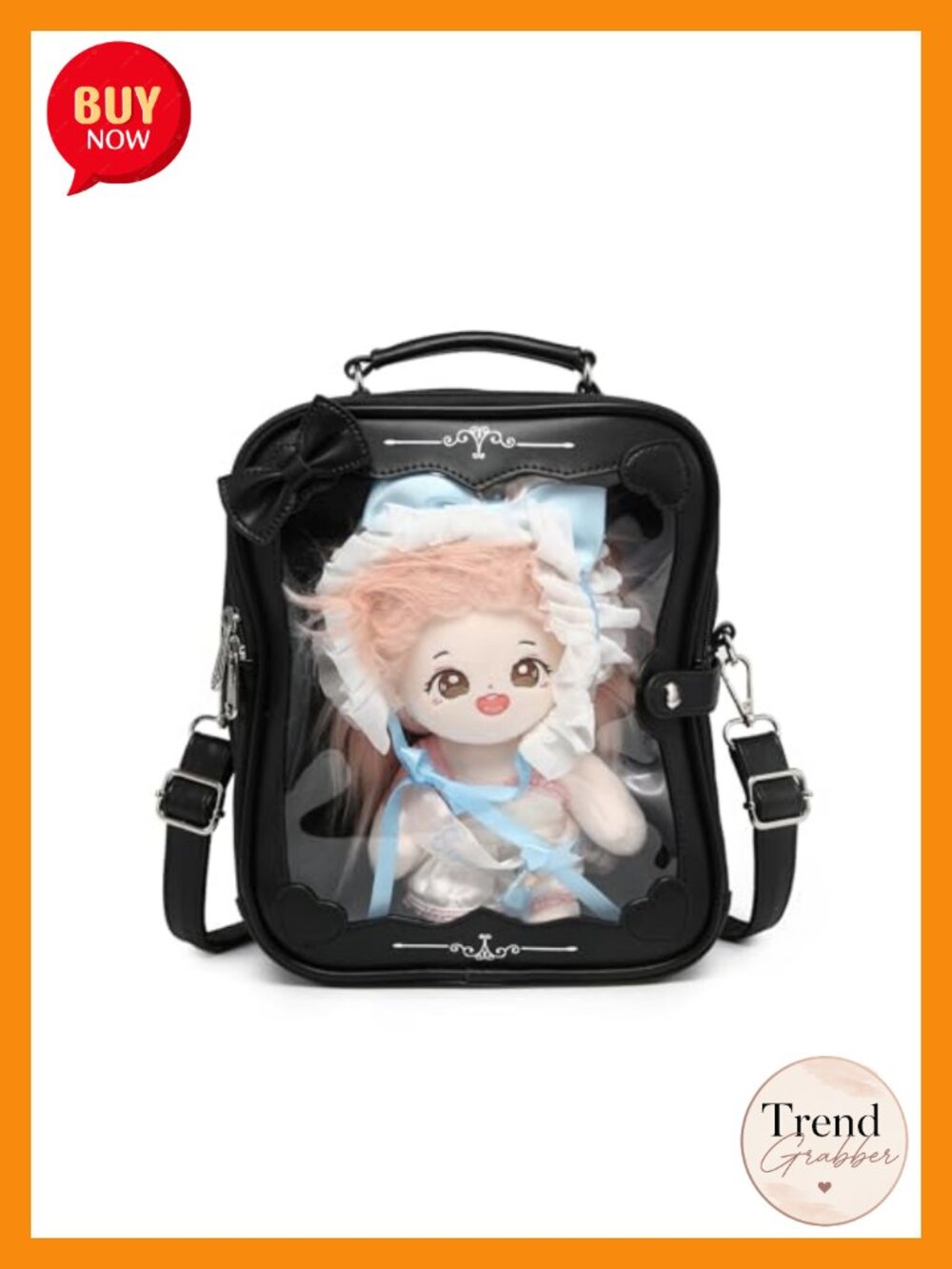 Kawaii Ita Bag Crossbody Backpack with Clear Display Window for Enamel Pins